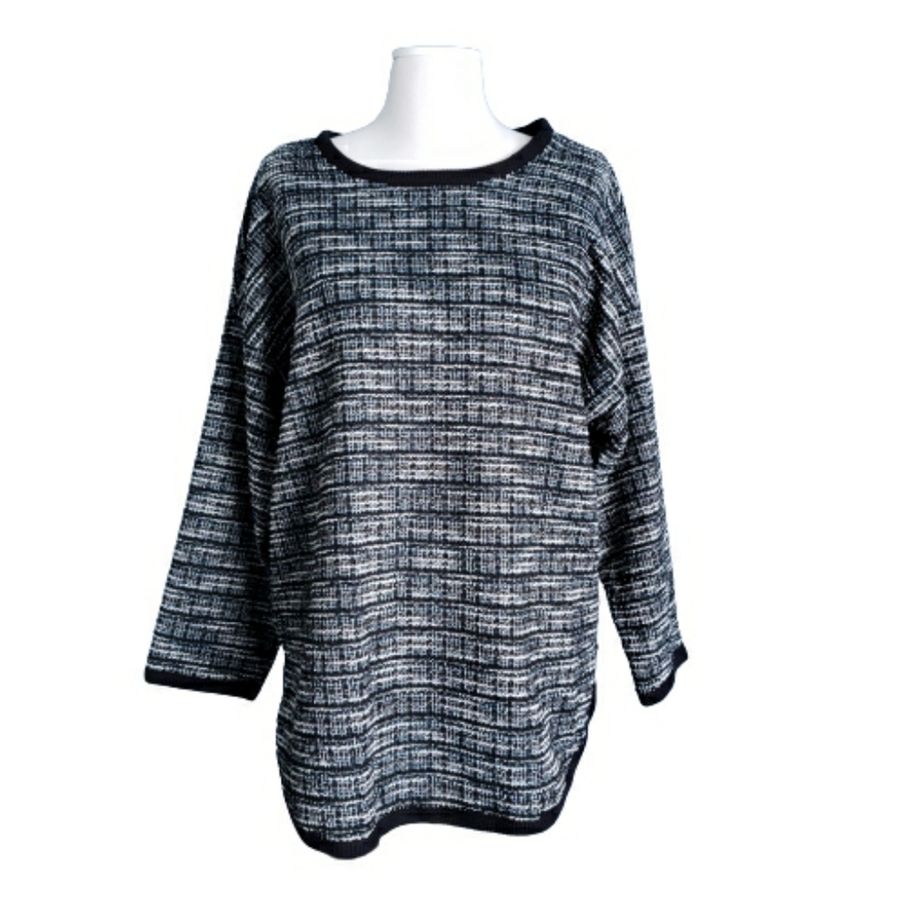 MAX STUDIO Knit Tweed Drop Shoulder Sweater